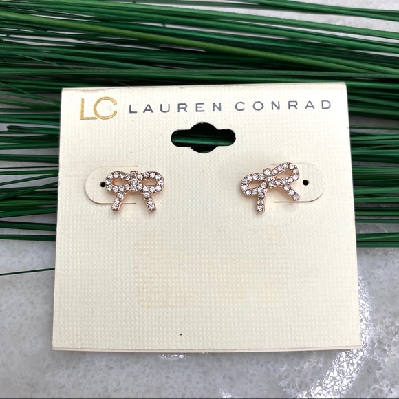Lauren Conrad jewelry, rose gold bow earrings